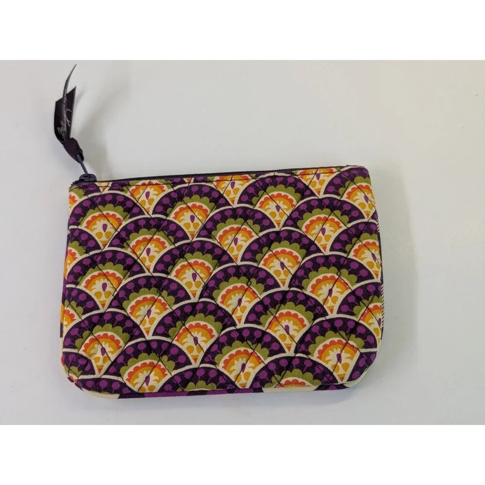 Vera Bradley Plum Crazy Quilted Cosmetic Pouch Makeup Bag Retired EUC